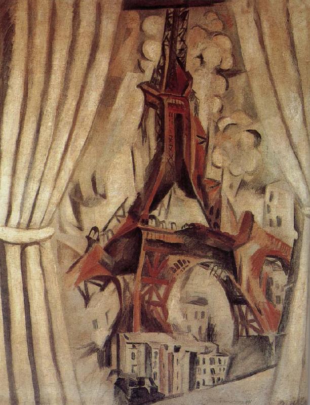 Delaunay, Robert Eiffel Tower  in front of Curtain oil painting image